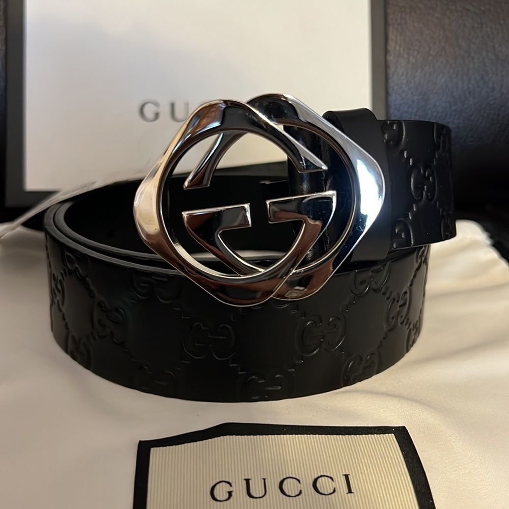 Gucci Microguccissima GG leather mens belt - Picture 2 of 4